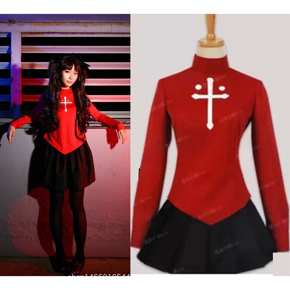 Anime Fate/Stay Night Rin Tohsaka Cosplay Costume Halloween Uniform ...