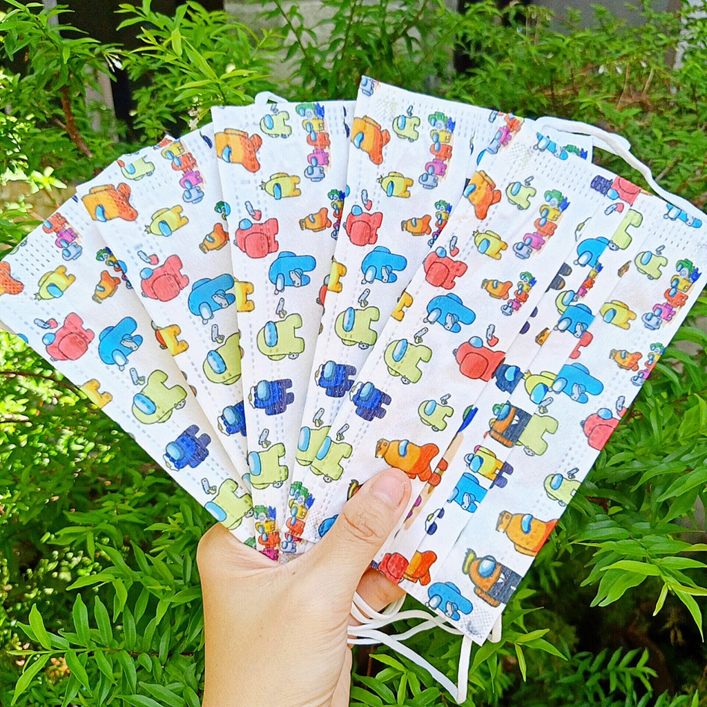 Set of 10 pieces of 3-layer paper masks (adult) Among Us | Shopee ...