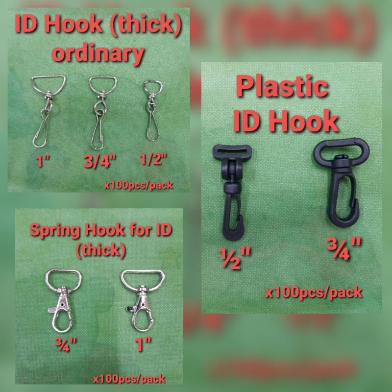 ID Hook 1/2 to 1 Ordinary Hook / Spring Hook / G Hook / Plastic Hook / CP  holder ID materials