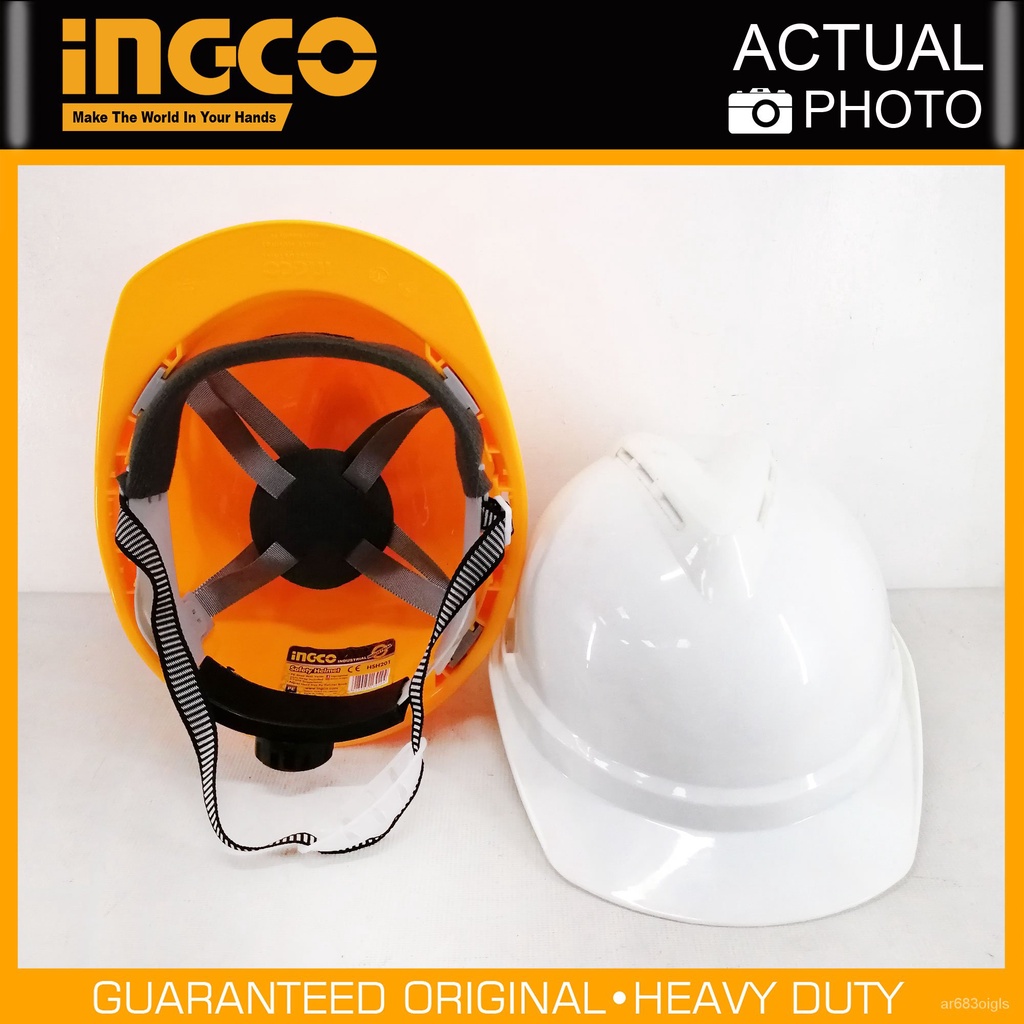 Ingco Safety Helmet PE Shell with Vents & Chinstrap YELLOW HSH201