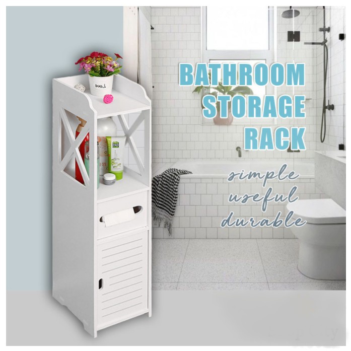 Bathroom Storage Shelf Floor Standing Waterproof Slim Toilet Shelf