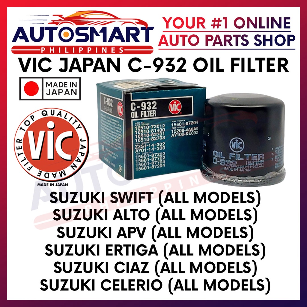 Vic Japan C933 Oil Filter for Suzuki Jimny/Vitara/Swift/SX4/Ertiga