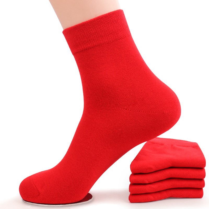 Benmingnian big red socks men's socks women's Socks Red New Year lovers