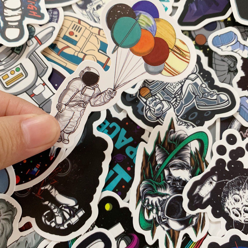 50PCS Stickers Astronaut Space Station Cartoon Stickers Doodle Decals ...