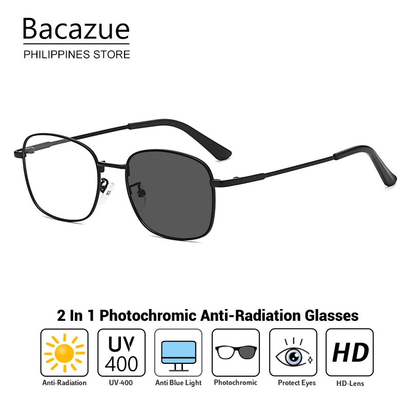 Bacazue Photochromic Anti Radiation Glasses For Men And Women Original Anti Uv 400 Sunglasses