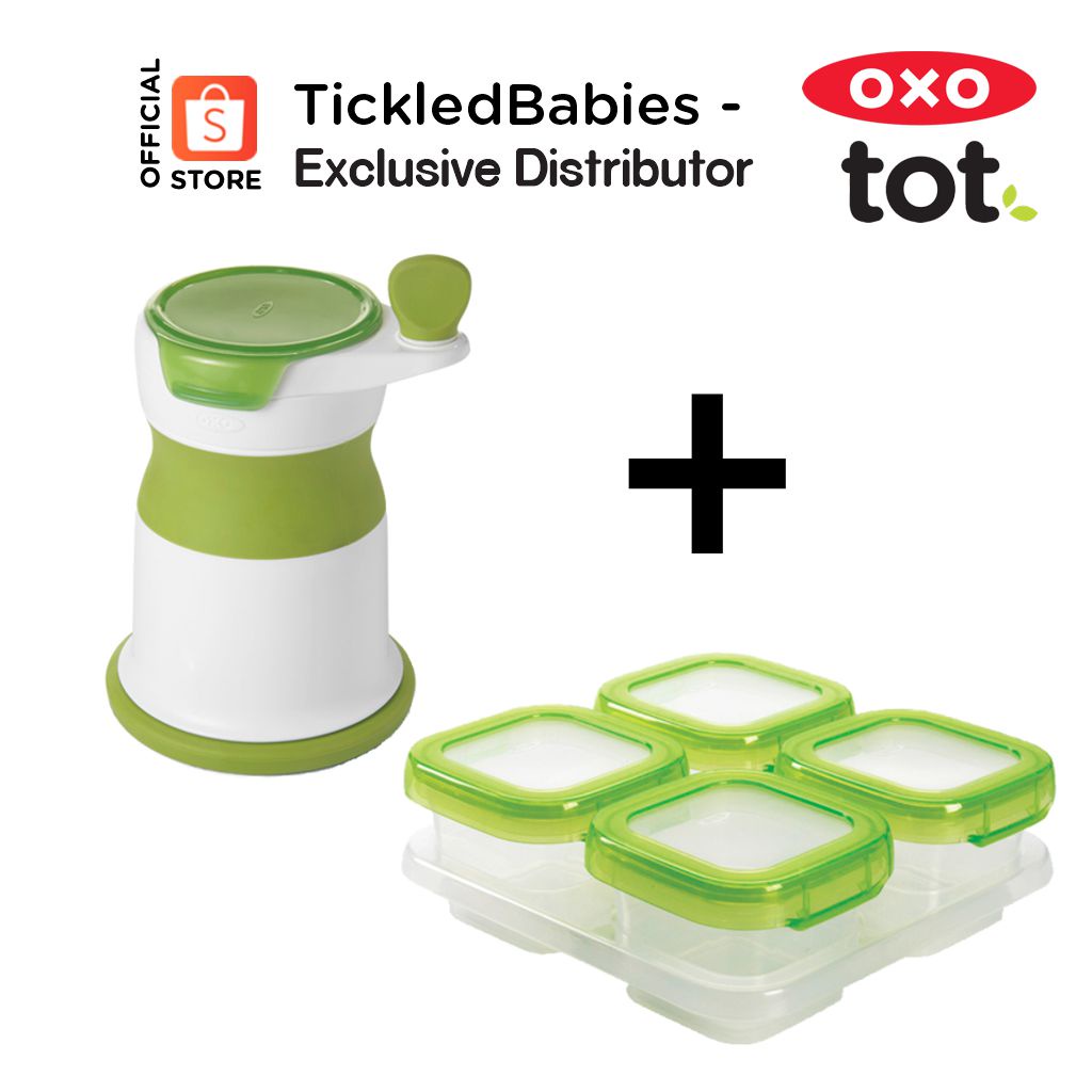 OXO Tot Baby Food Prep Set - Mash Maker Food Mill + Baby Blocks