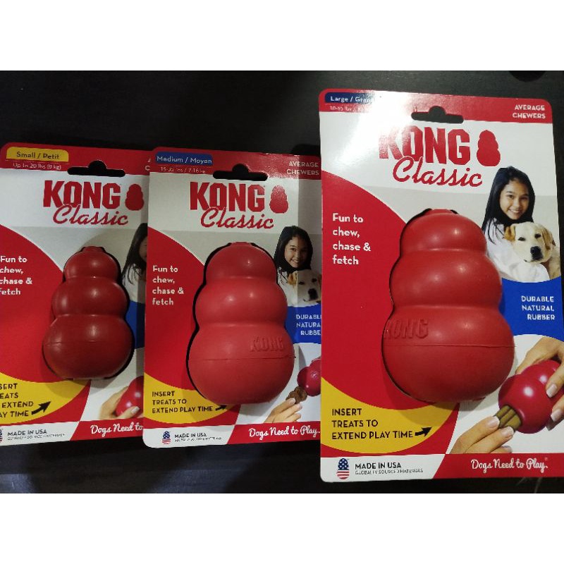 KONG Classic Dog Toy, Durable Natural Rubber- Fun to Chew, Chase & Fetch-  For Large Dogs : : Pet Supplies