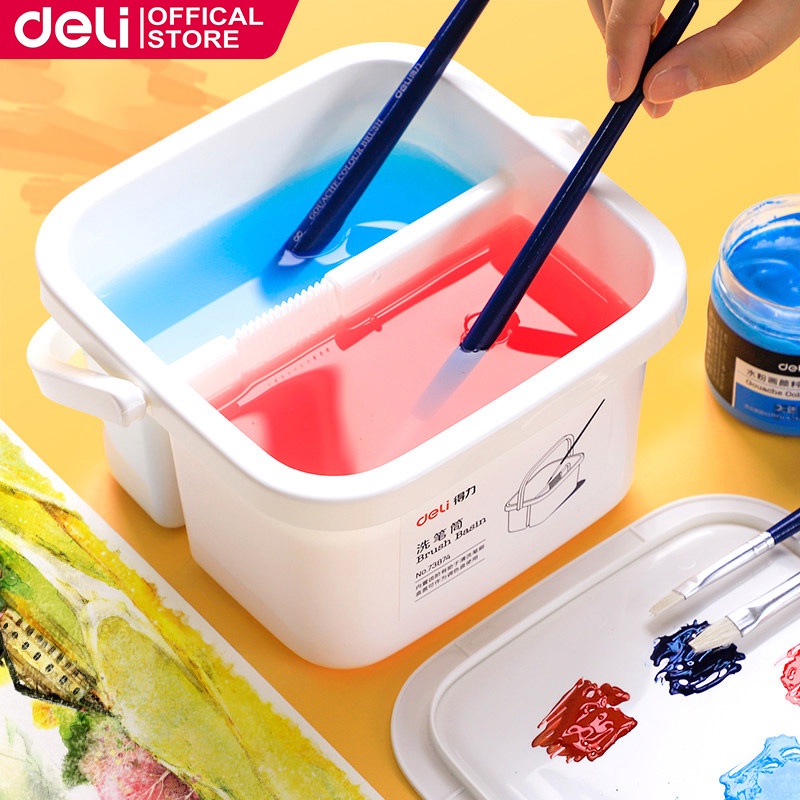 Deli Paint Brush Washer Palette Pen Bucket High Quality Multi