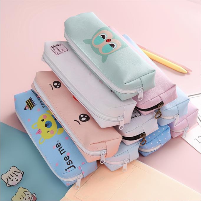 Cartoon Cute PU Leather Pencil Case Student Learning Stationery Pencil