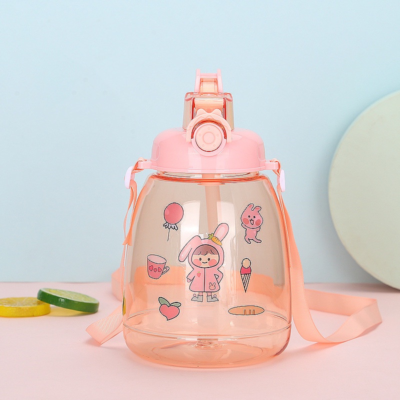 1200ml big belly cute lovely girl outdoor plastic bottle BPA free cup ...