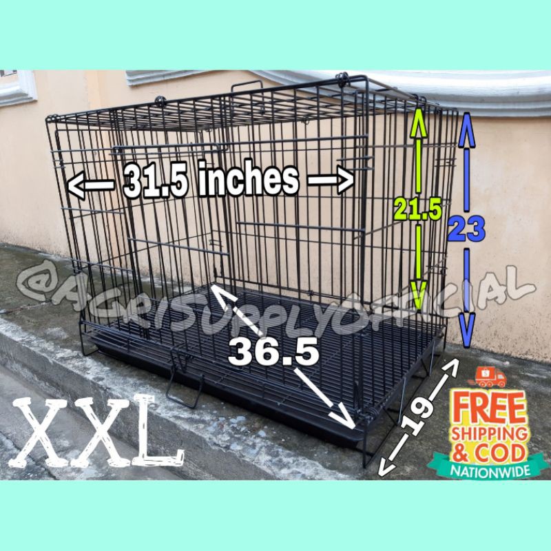 Dog cage shop with poop tray