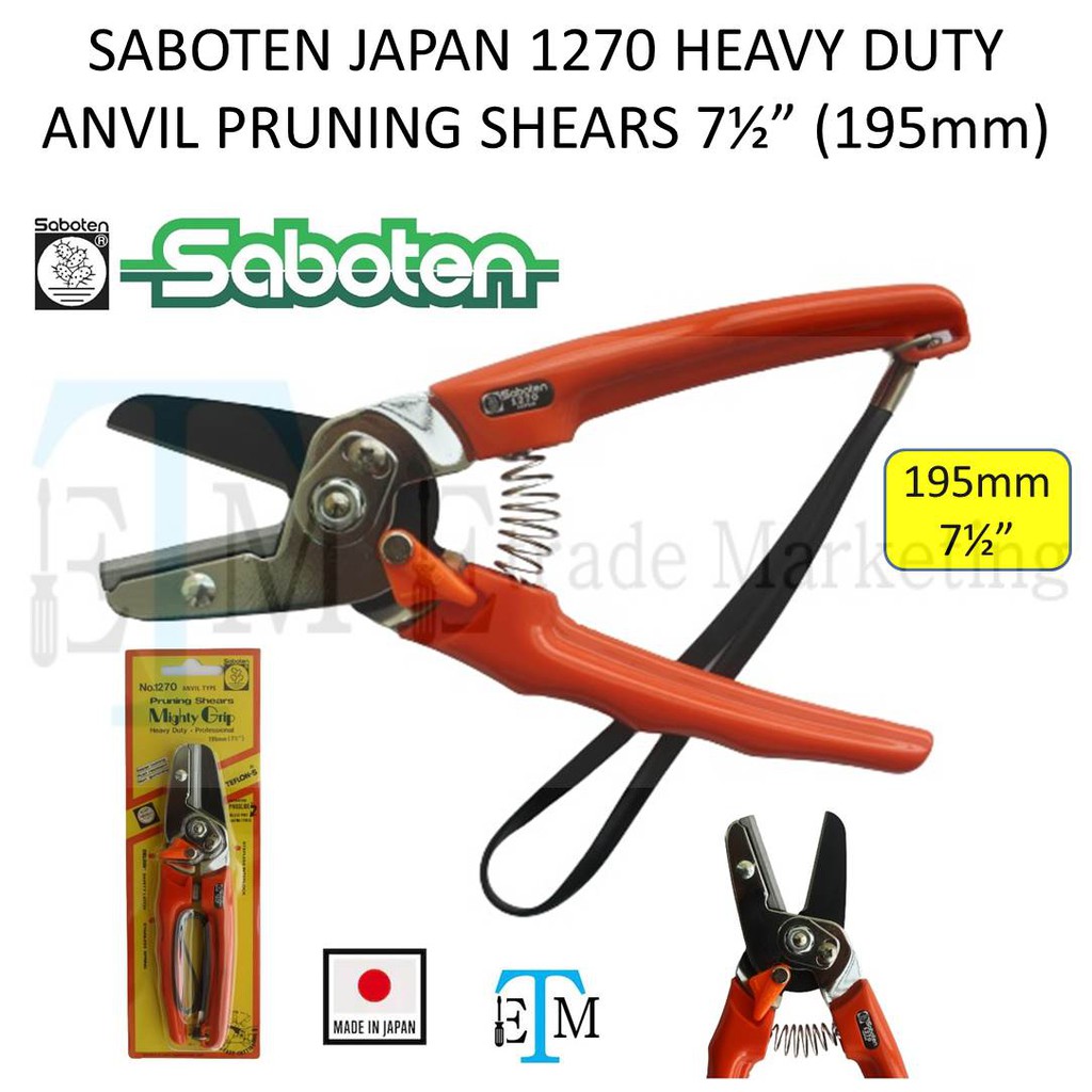 SABOTEN 1270 HEAVY DUTY ANVIL PRUNING SHEARS 71/2inch (195mm) Shopee