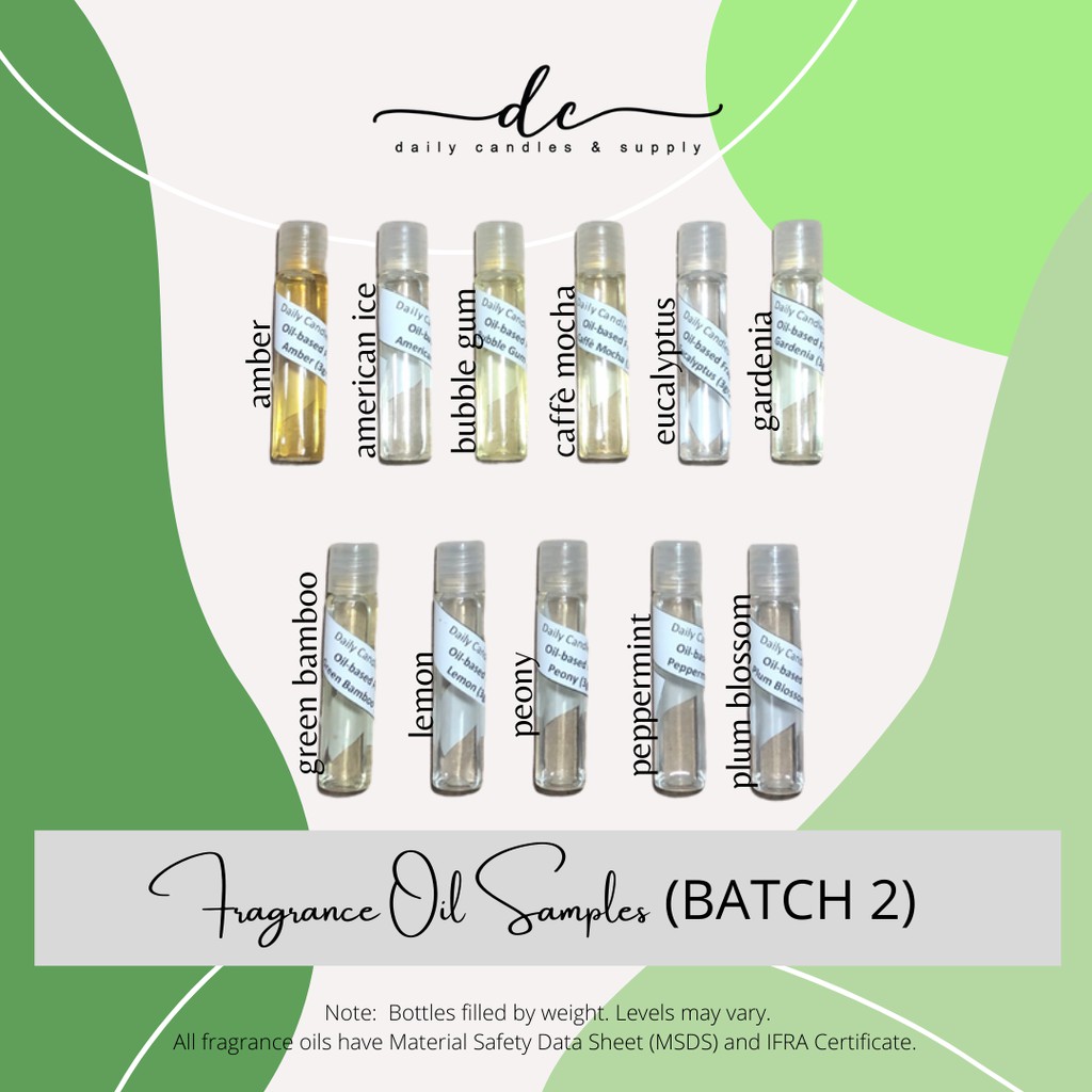 Daily Candles BATCH 2 FRAGRANCE OIL SAMPLES for Candle and Soap