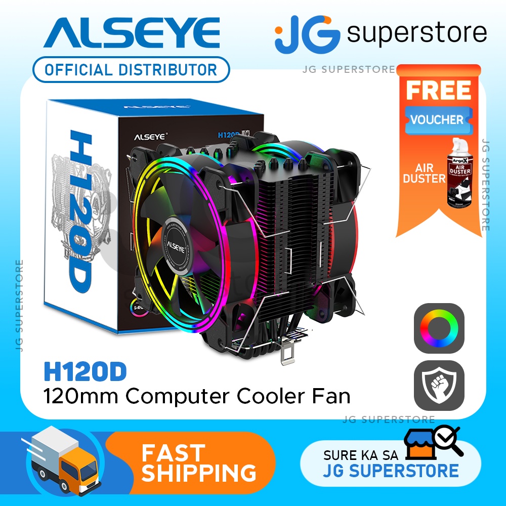 Alseye H120D RGB 120mm Dual RGB Fans CPU Cooler with 6 Heatsink Heat ...
