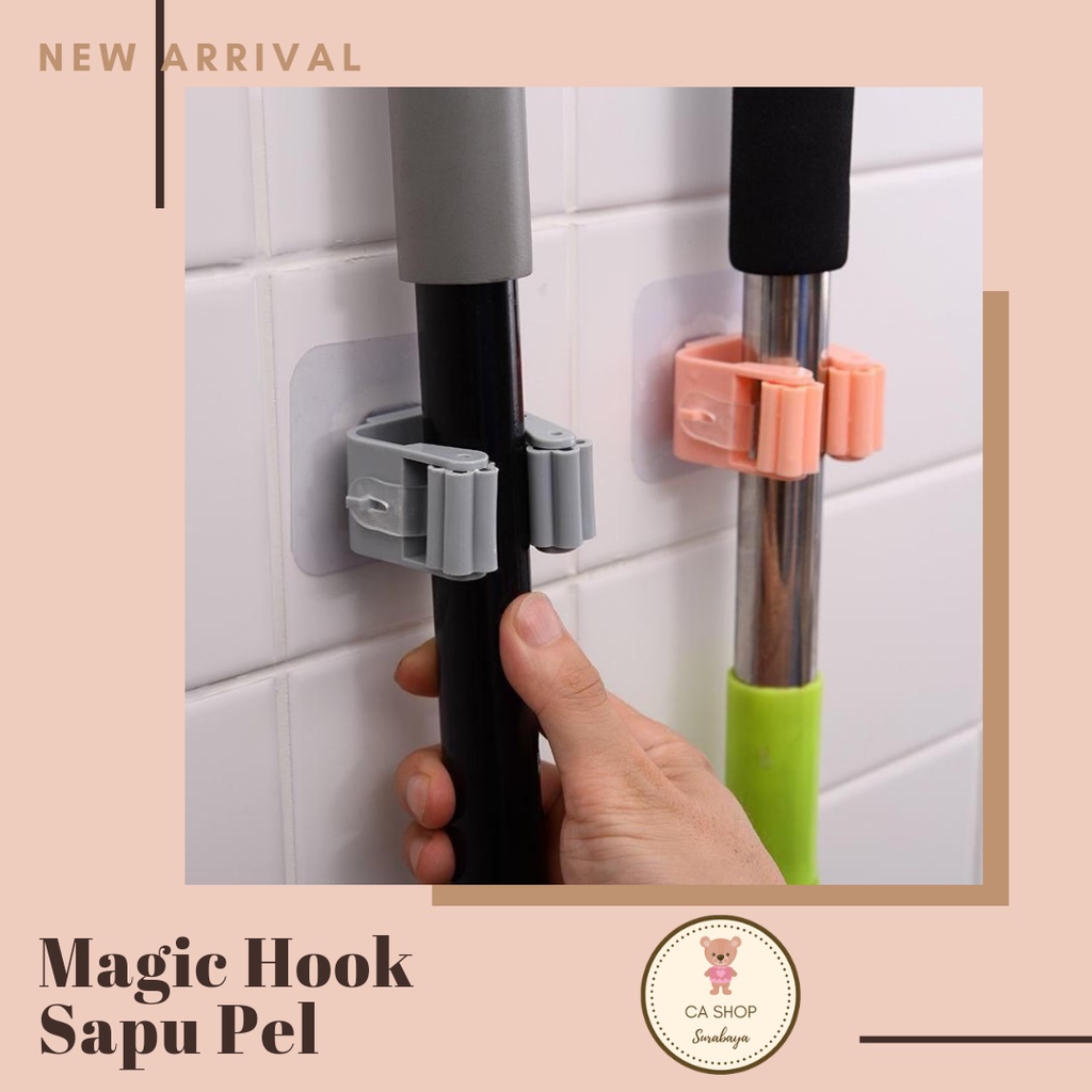 GANTUNGAN Ready SAMARINDA] Magic Hook Broom Mop Mop Broom Handle Hook