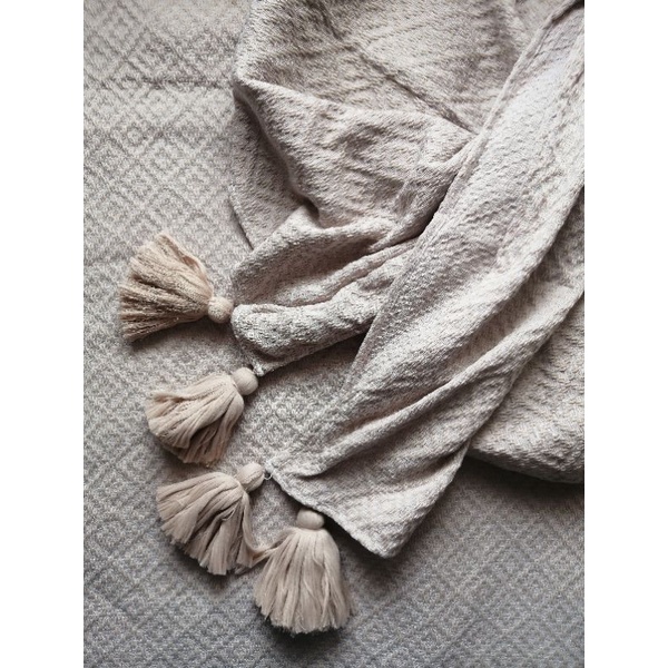 JUANA Inabel Trambia Pompom Throw Blanket / Sofa Drape / Bed Runner