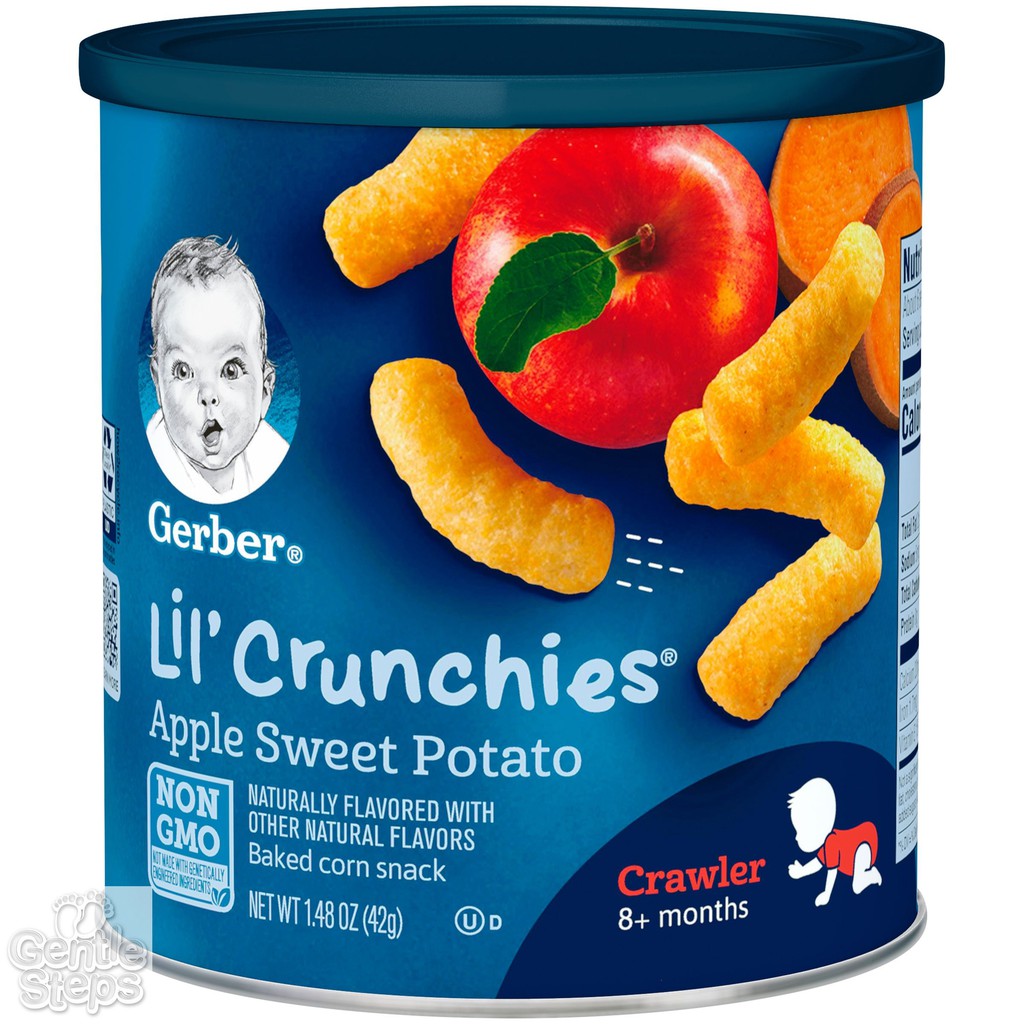 GERBER LIL’ CRUNCHIES BAKED WHOLE GRAIN CORN SNACK (APPLE SWEET POTATO ...