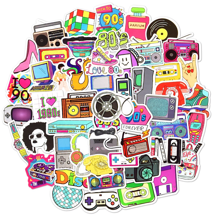 70 PCS 8090S Retro Stickers Glassic Cartoon Graffiti Waterproof Sticker ...