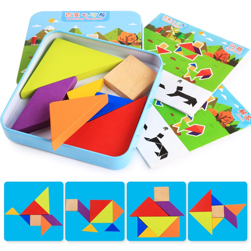 Children Mental Development Tangram Wooden Jigsaw Puzzle Educational ...