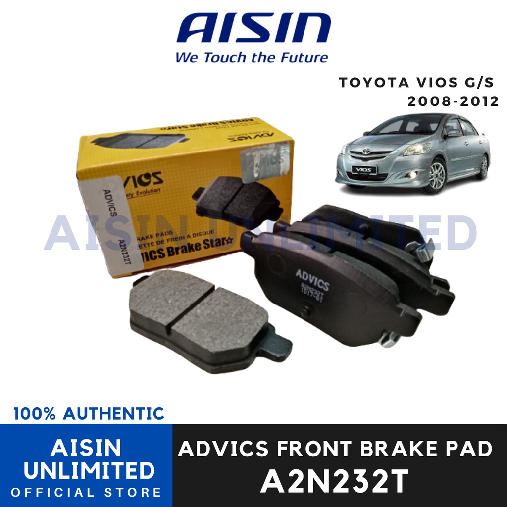 AISIN ADVICS Rear Brake Pad for Toyota Vios 2nd Gen 20082012 (A2N232