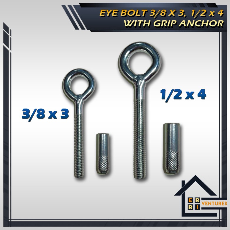 Eye Bolt with Grip Anchor (size 3/8x3, 1/2x4) | Shopee Philippines