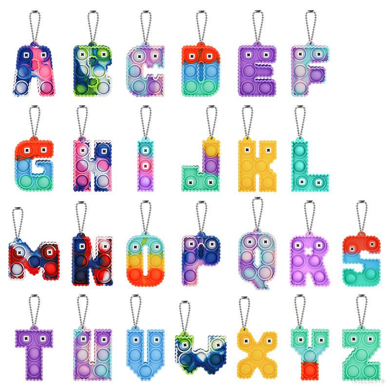 Fidget Toys Pop It A-Z Letter Keychain Bag Pandant Keyring Key Buckle ...