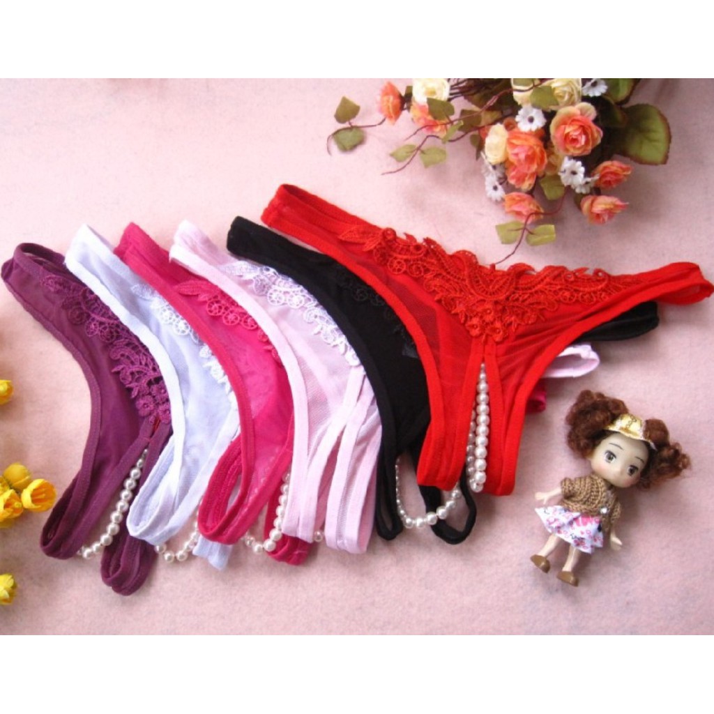 Pearl Massage G-string Panty Lace Sexy Lingerie Open Crotch T-back Thongs  Sexy T Back LU021 | Shopee Philippines