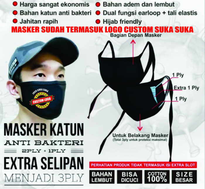 3-Layer Mask (2 PLY + 1 Insert for FILTER) + CUSTOM Screen Printing ...