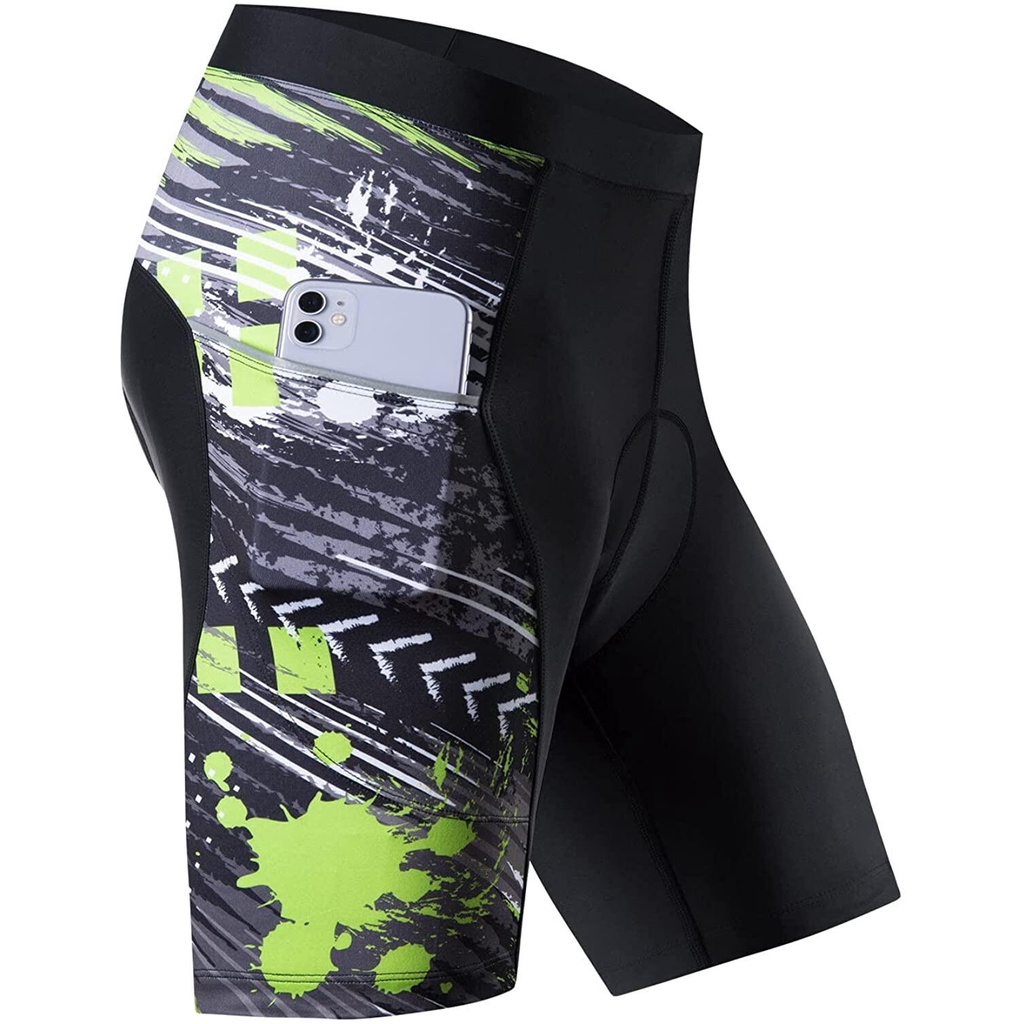 Powerband Men's Cycling Shorts 20D Padded Bike Shorts with 2 Pockets