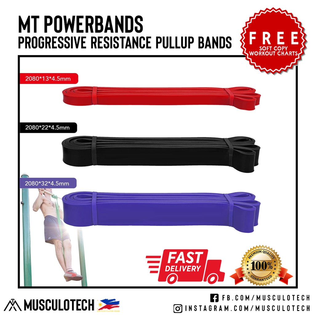 MT latex resistance powerbands pullups exercise pull-ups assist monster ...