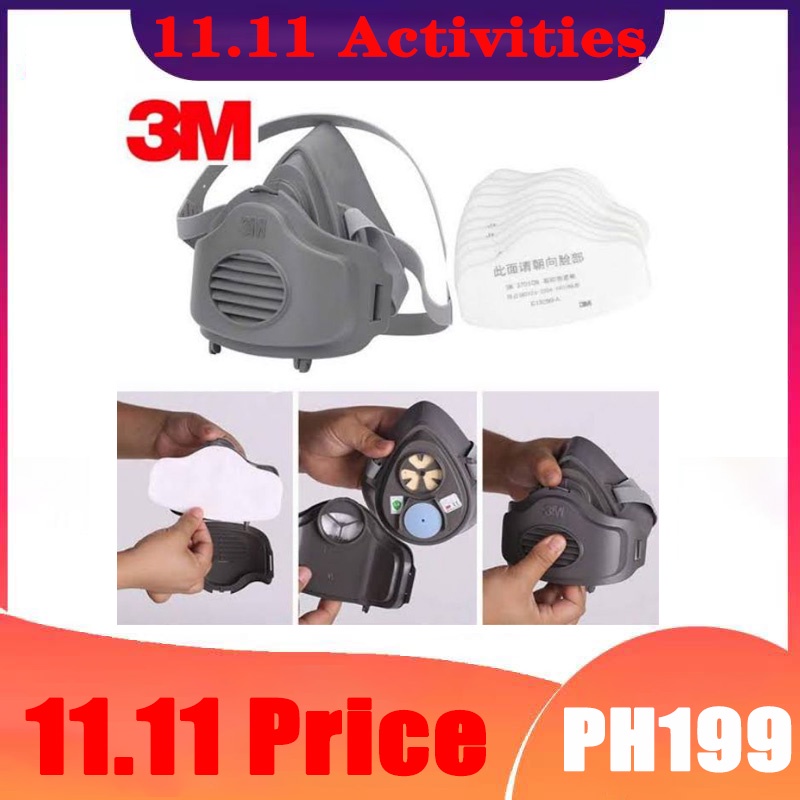 3M 3200 Respirator Gas Mask with KN95 KN95 Replacement Filters | Shopee ...