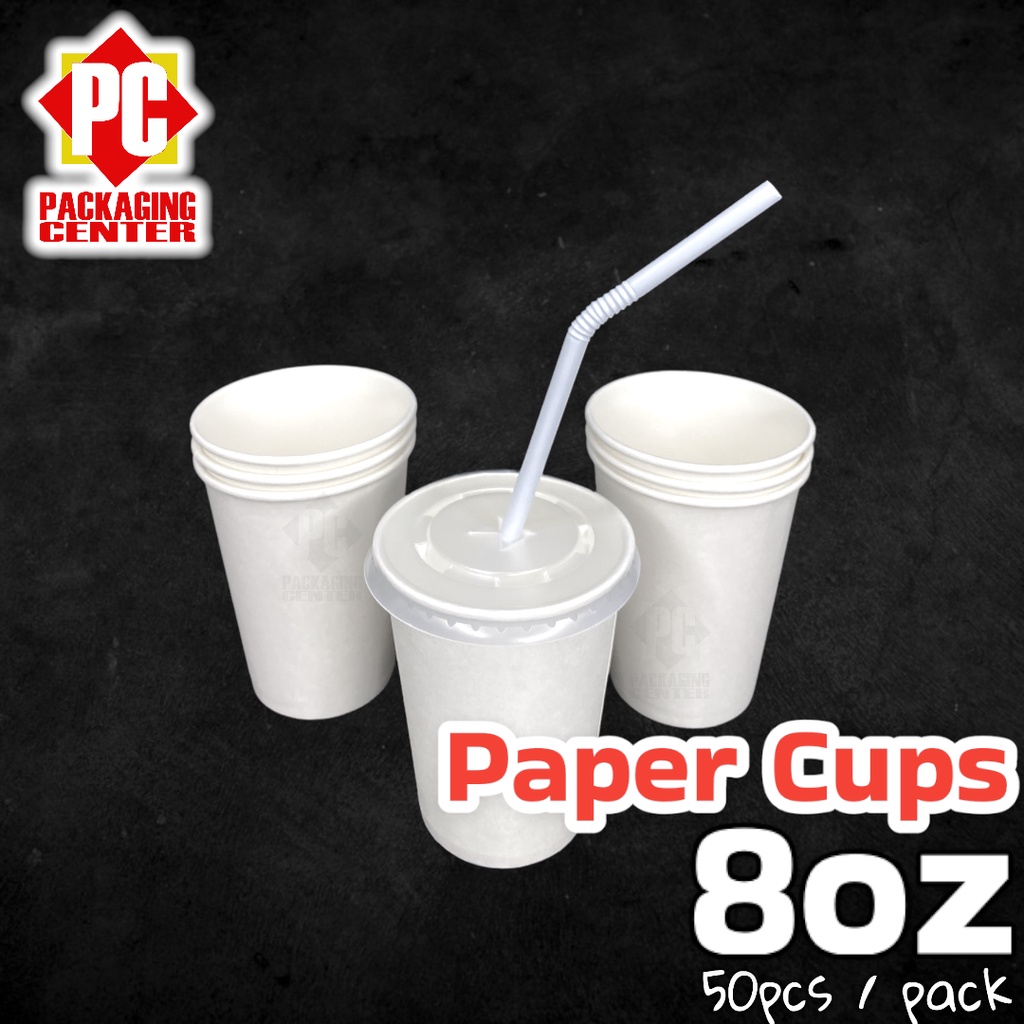 8oz Paper Cup [50pcs] per pack, With Flat Lids, COD Nationwide! (Pc ...
