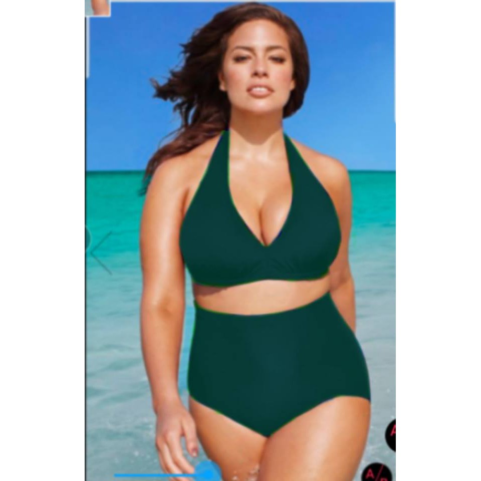 PLUS SIZE HIGH WAIST 2 PIECE SWIMSUIT Shopee Philippines