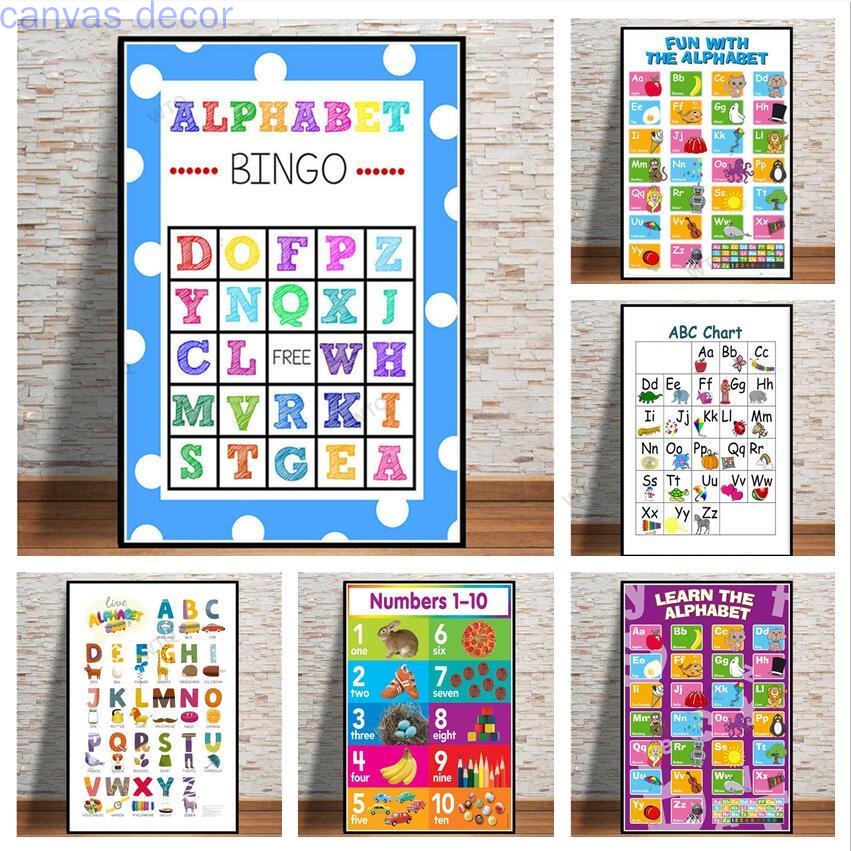 Canvas Painting ABC Alphabet Poster Chart Kids Education English ...