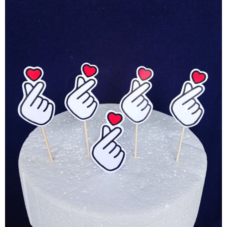 Finger Heart cupcake topper (12pcs) | Shopee Philippines