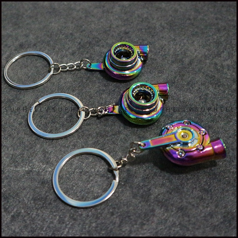 JDM Mini Turbo Turbocharger Keychain Spinning Turbine Key Chain Ring ...