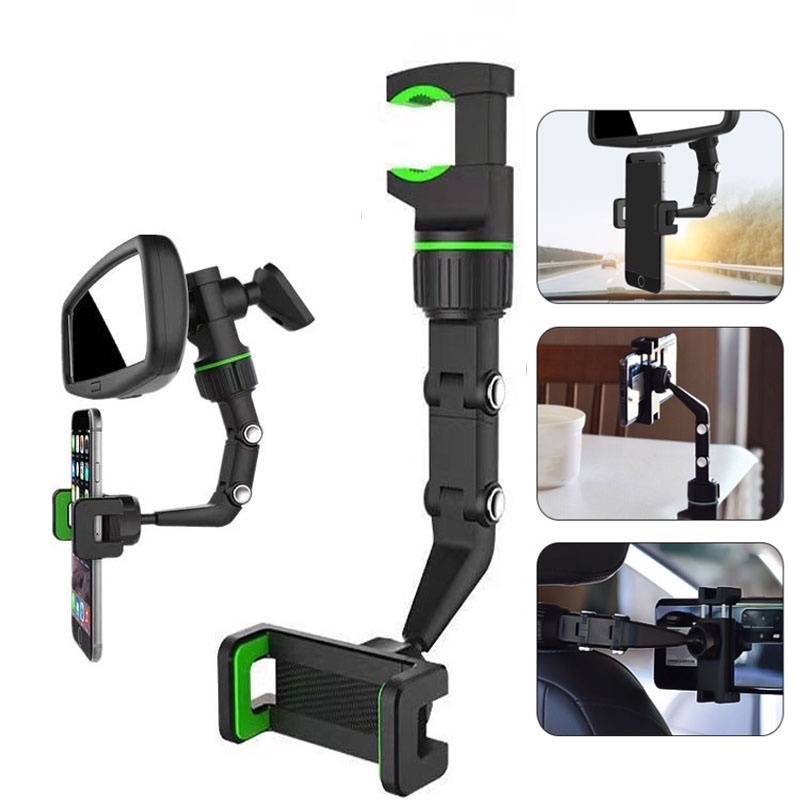 Universal 360°Rotation Car Mount Holder Stand Car Rearview Mirror Phone ...