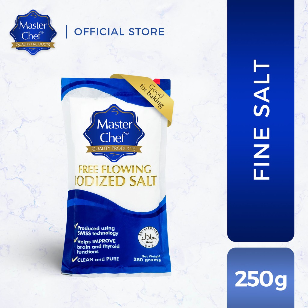 Master Chef Fine Iodized Salt 250g (99.9% Purity, Never Hardens, Free ...