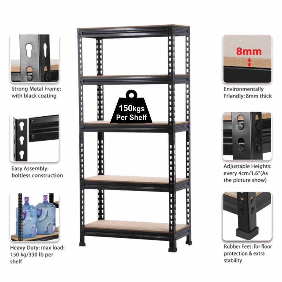 Fujihama 5 Layer Storage Rack MDF(WOOD) Shelves 1830mm(H)x865mm(W ...