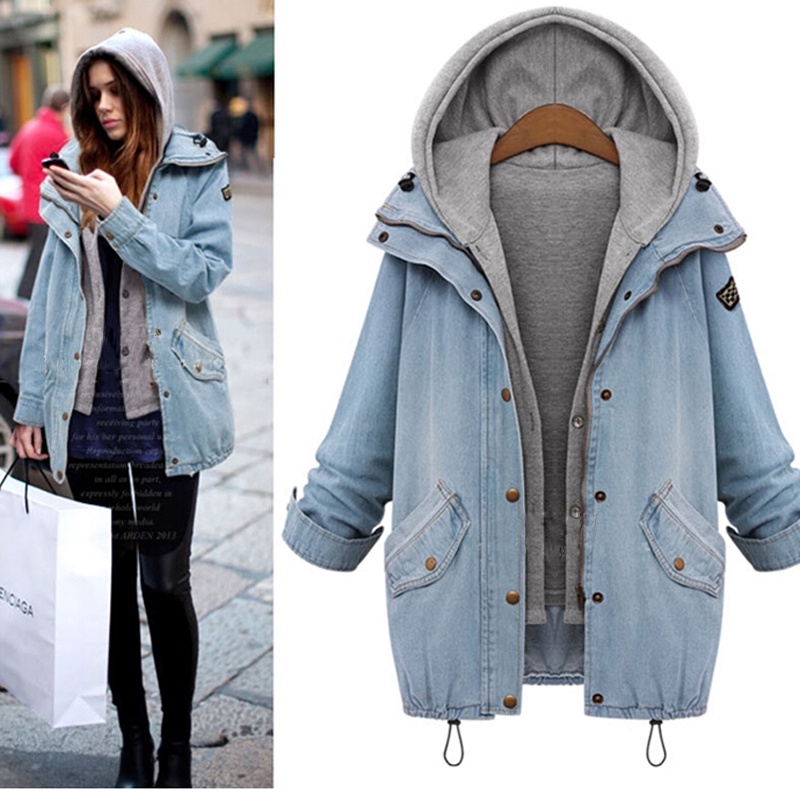 Hooded denim jacket girls hot sale