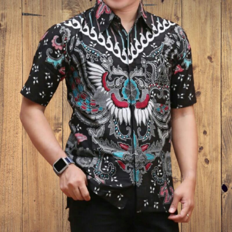 Original black pattern batik Hem Arta batik latest office work uniforms ...