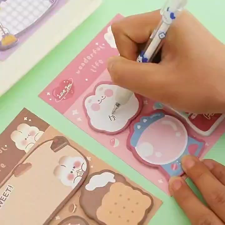 Cartoon Adhesive Cute Kawaii Animals Notes Notepad Memo Pad Office ...