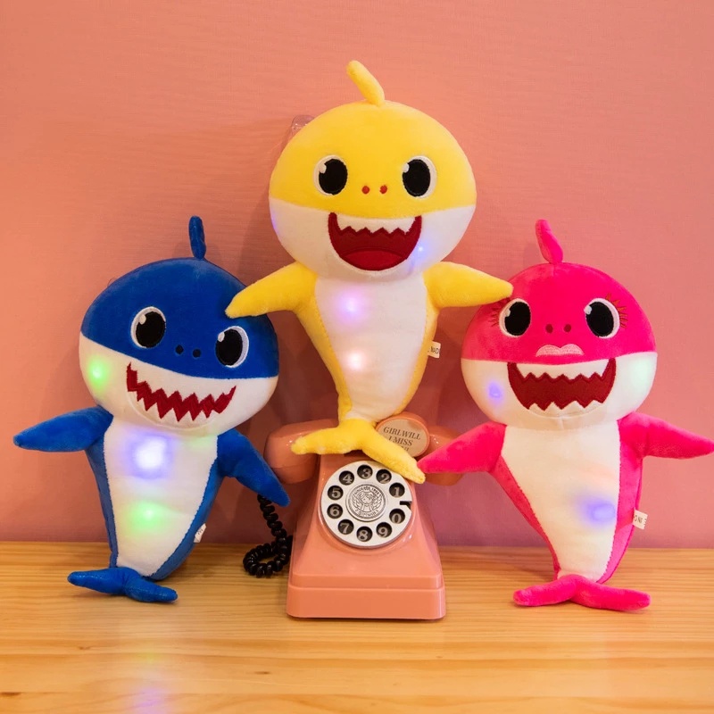 Cute Baby Shark Kids Plush Toy Sing And Light Cartoon Shark Soft Toy ...