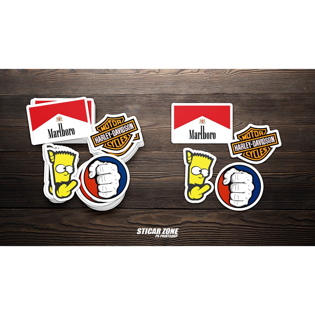 STICKER BOMB Logo Bart, Malboro, peeking, sonic, iron man (Printed ...
