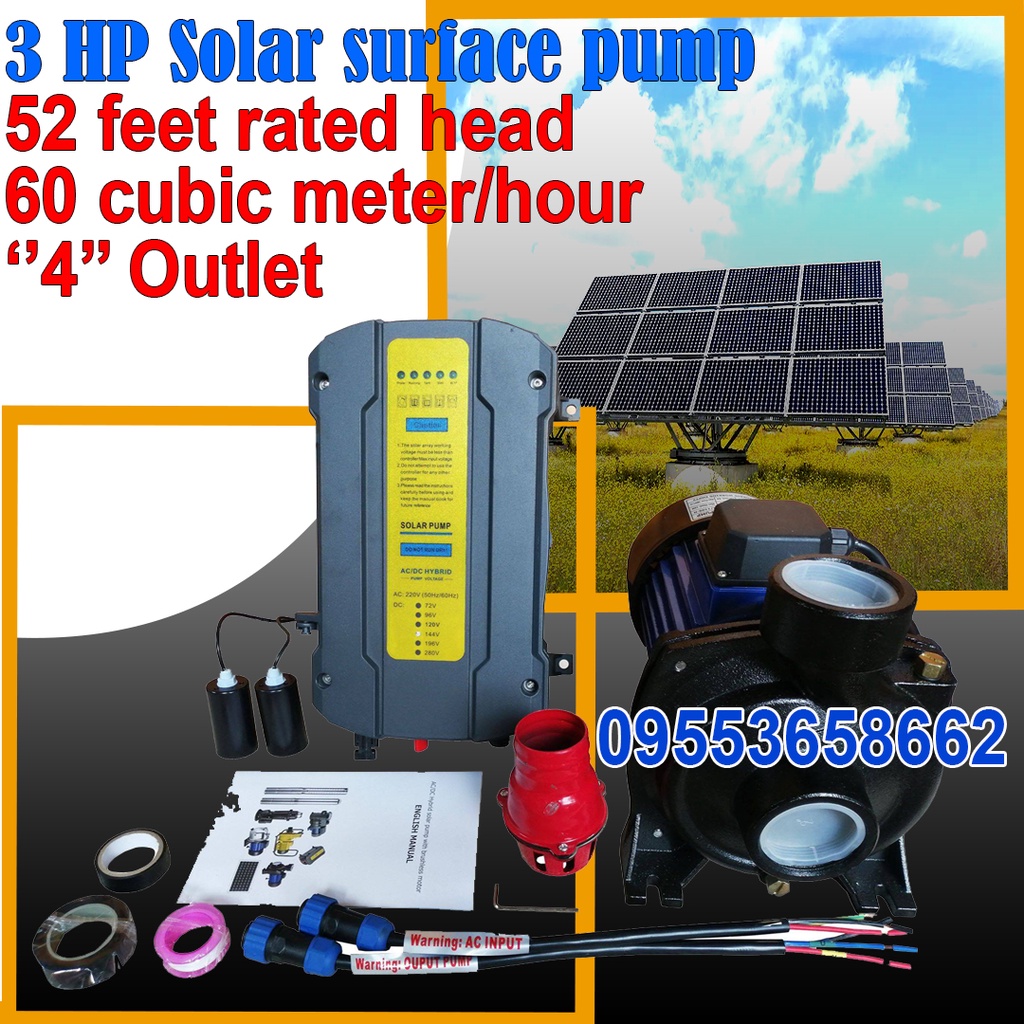 3 HP HYBRID SOLAR SURFACE WATER PUMP AC/DC | Shopee Philippines