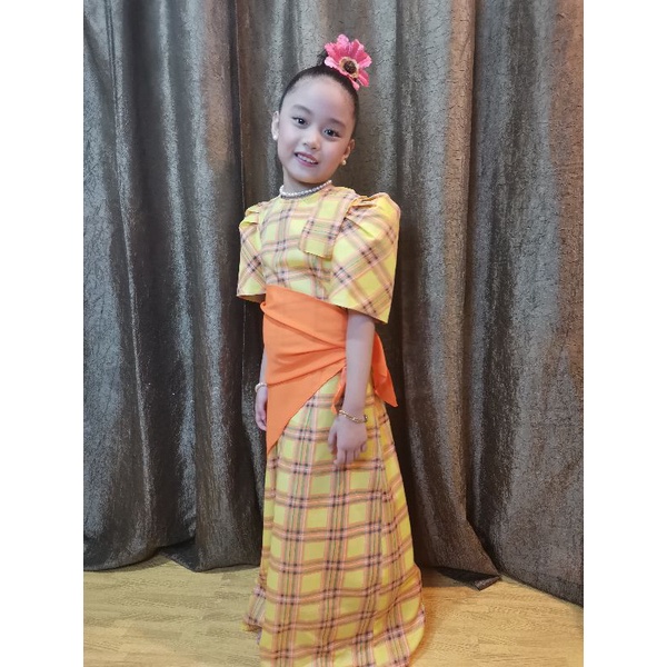 Filipiniana for 8 12 y.o. in Yellow Orange Checkered Shopee