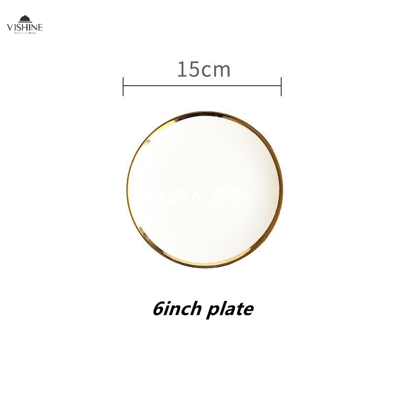 VISHINE Ceramic Plate Nordic White Ceramic 6-inch/8-inch/10-inch Plate ...