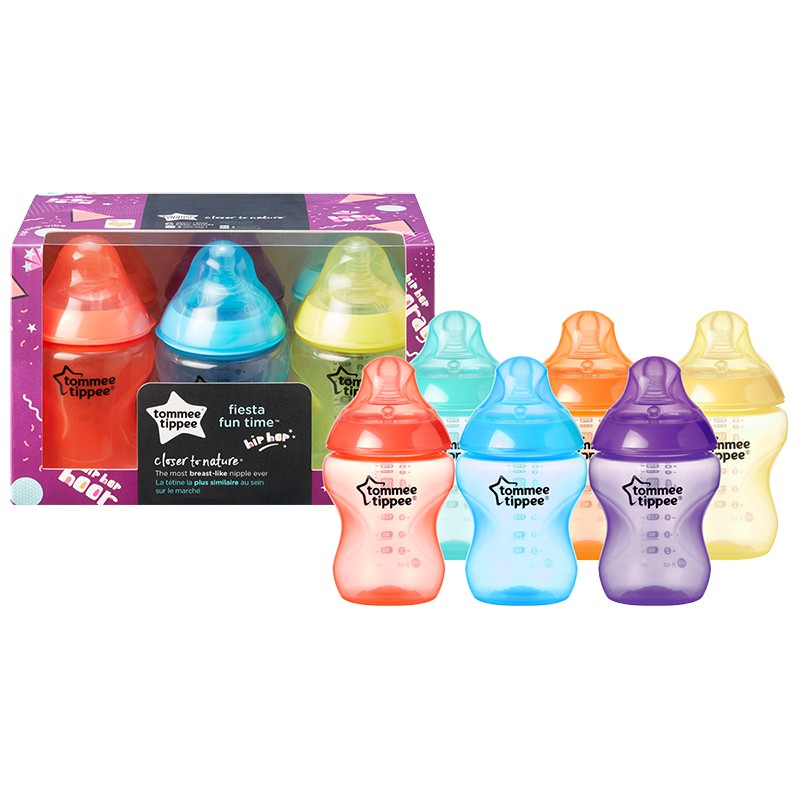 Tommee Tippee Close To Nature Fiesta Fun Tip Bottles 6 Count, 9 oz