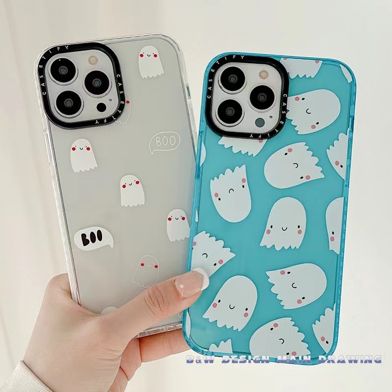 Cute White Little Ghost Phone Case for iPhone 13 12 11 Pro Max IX XS