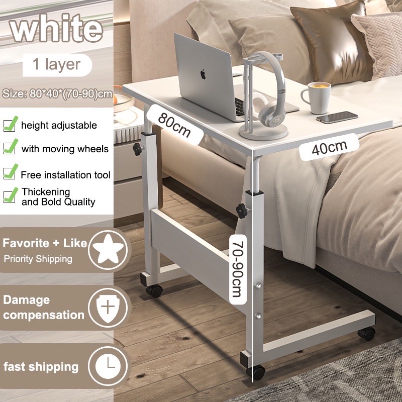 COD Laptop Table Mobile Side Table Mobile Laptop Desk Cart Adjustable ...